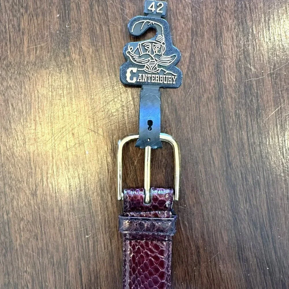 NEW Vintage Canterbury Oxblood Snakeskin and Leather Belt Men's Size 42